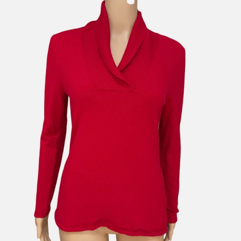 Chic 100% Cashmere Red Cowl Neck Sweater